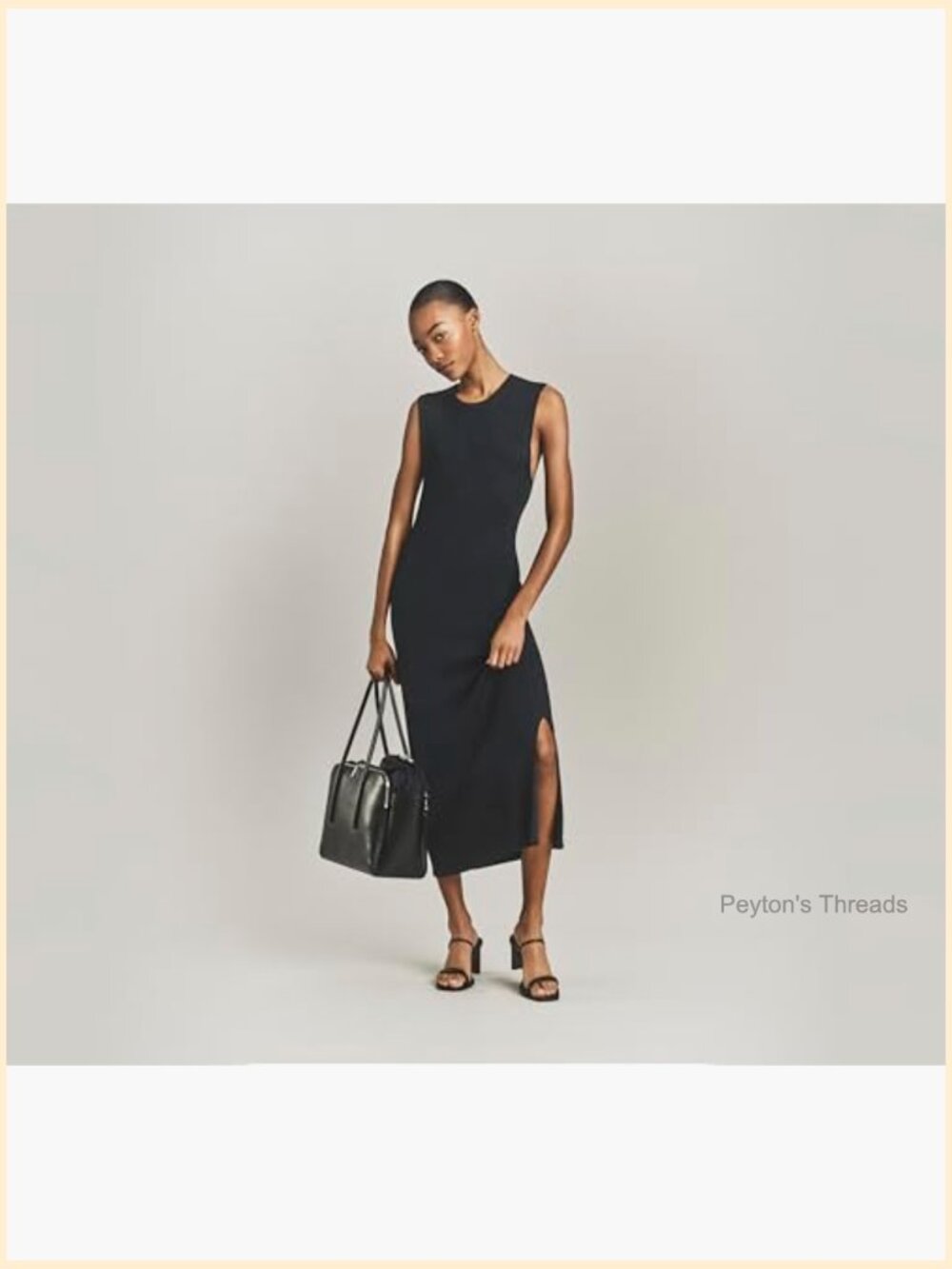 Viscose Ribbed Maxi Dress Slim Bodycon Sleeveless Crewneck - Picture 3 of 4